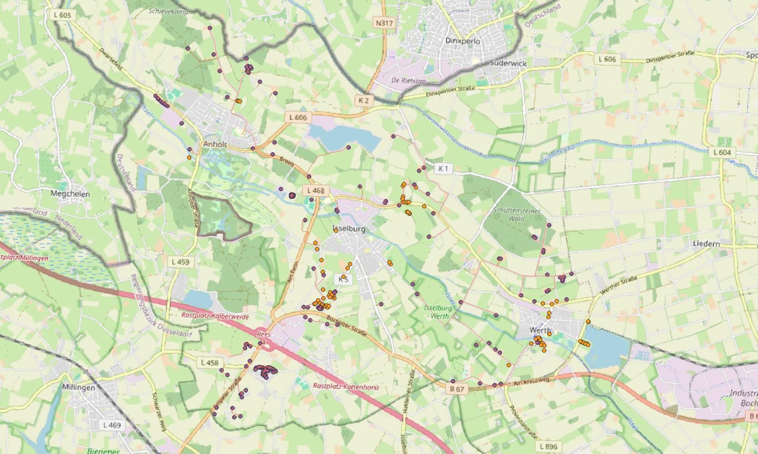 Isselburg graue Flecken Glasfaserausbau Trasse und Adressen